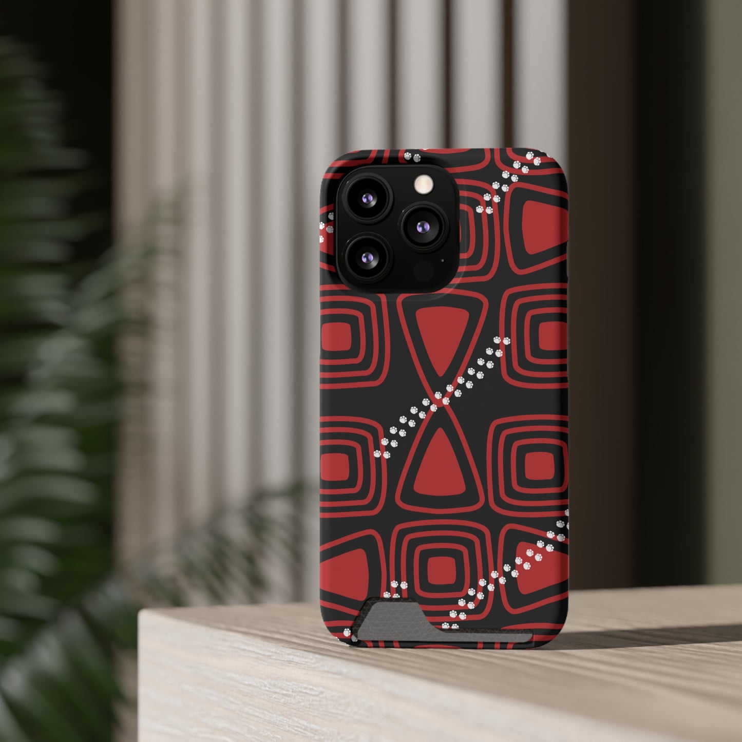 Ethnic Phone Case with Card Holder - Unique Phone Cases - Ethnic Print Phone Case