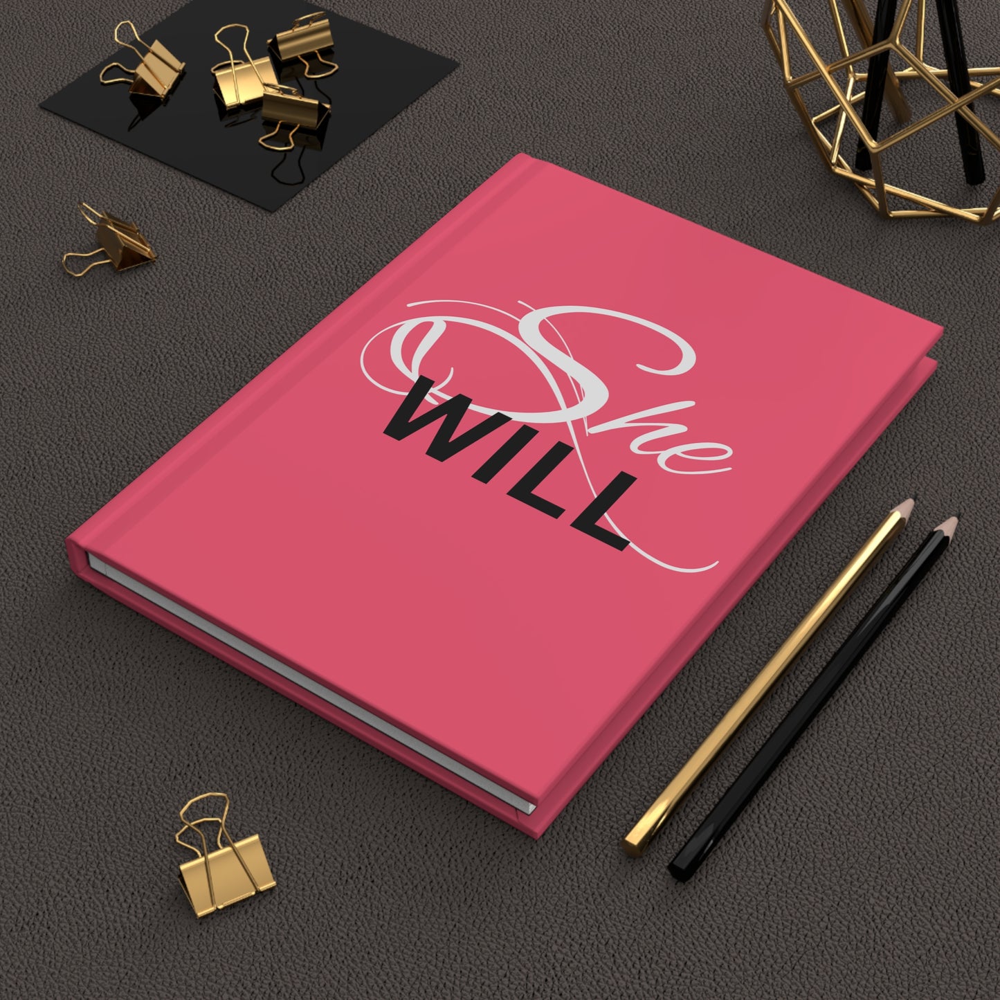 Pink "She Will" Hardcover Journal Matte - Women - Girls - Inspirational - Gifts - Encouragement for Women