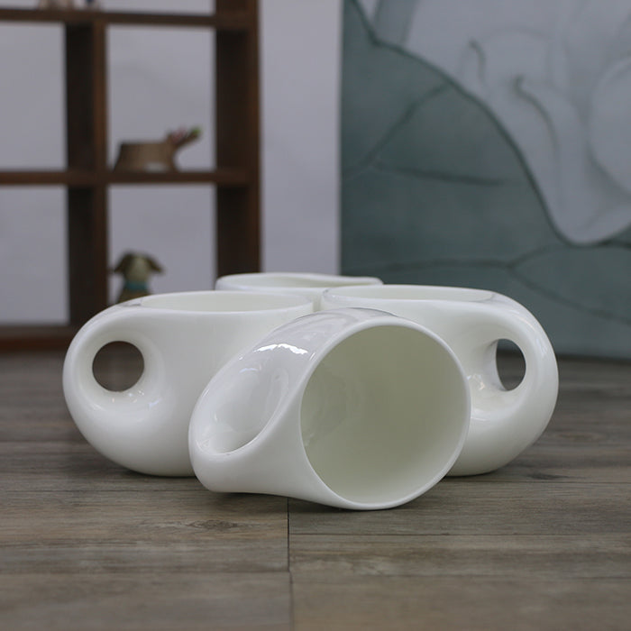 Large Water Drop Shape Pure White Lead-free Tea Set