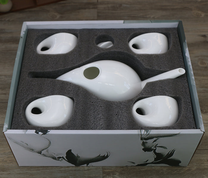 Large Water Drop Shape Pure White Lead-free Tea Set