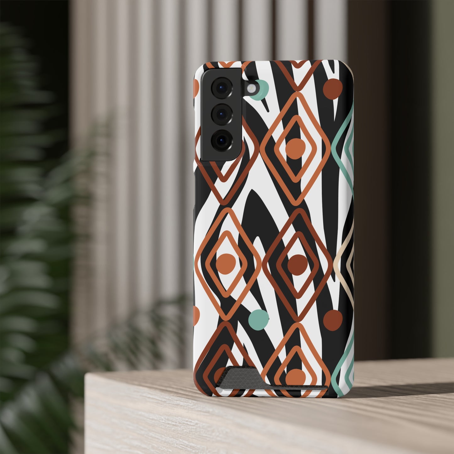 Ethnic Phone Case with Card Holder - Unique Phone Cases - Ethnic Print Phone Case