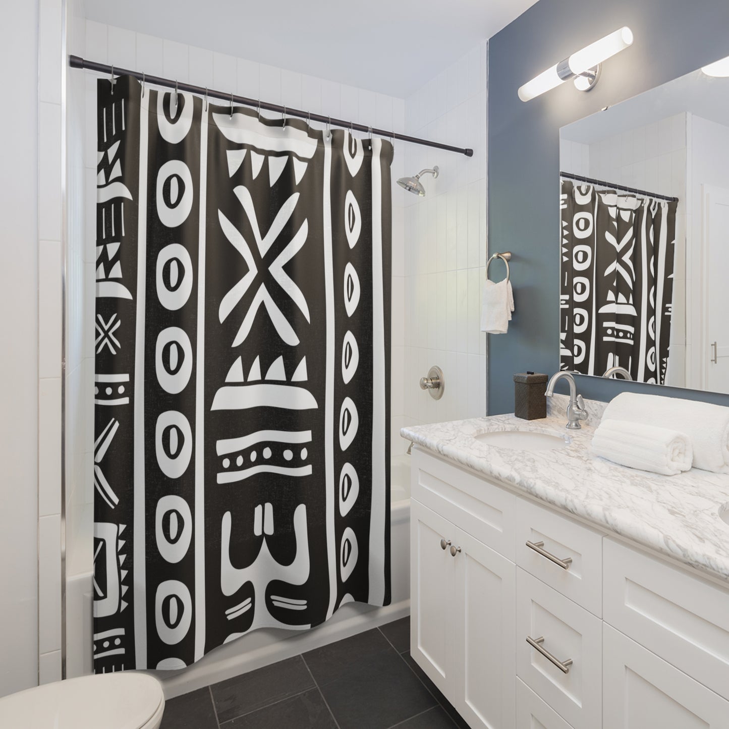 Black & White Ethnic Shower Curtains - Curtains - Bathrooms - Decorative Shower Curtains