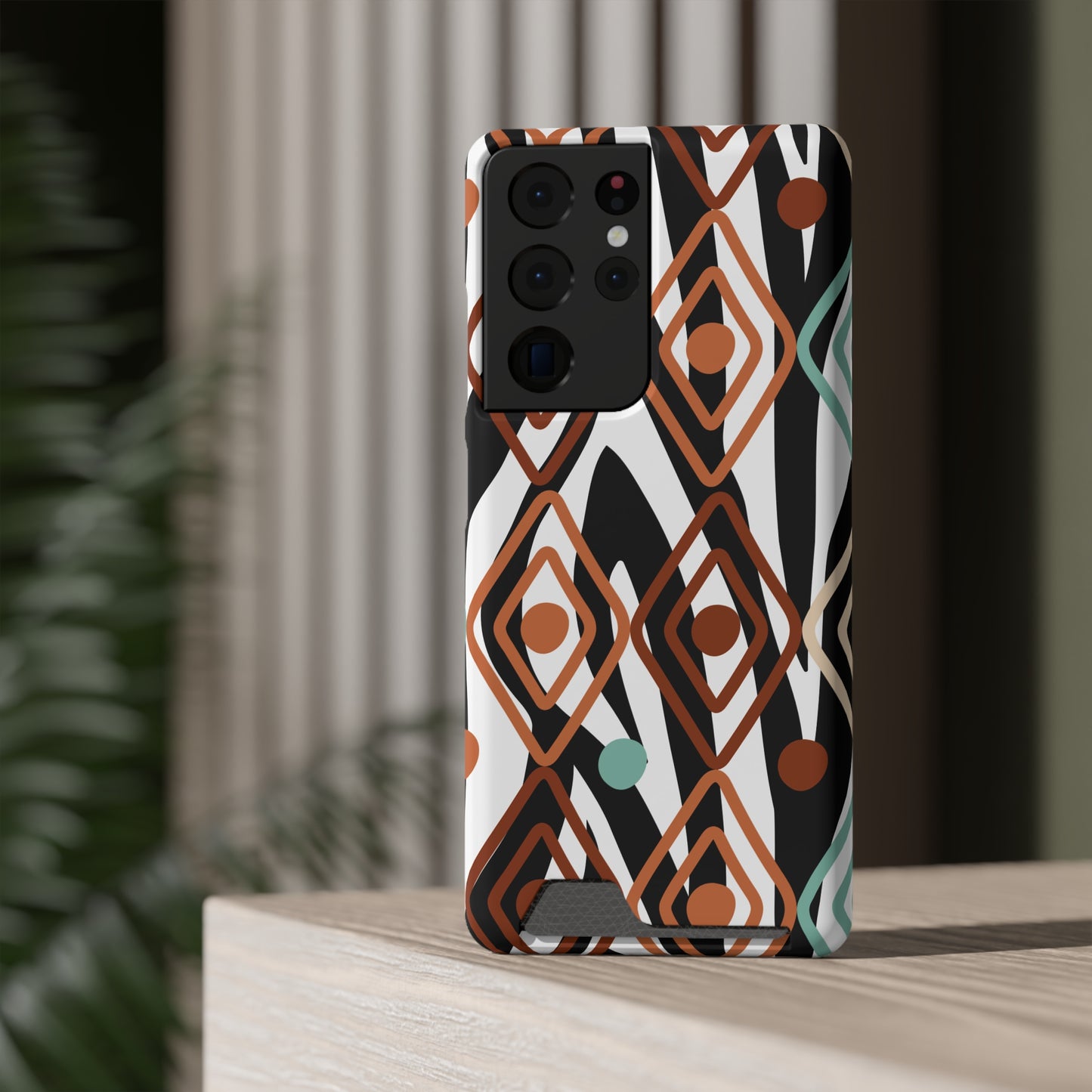 Ethnic Phone Case with Card Holder - Unique Phone Cases - Ethnic Print Phone Case