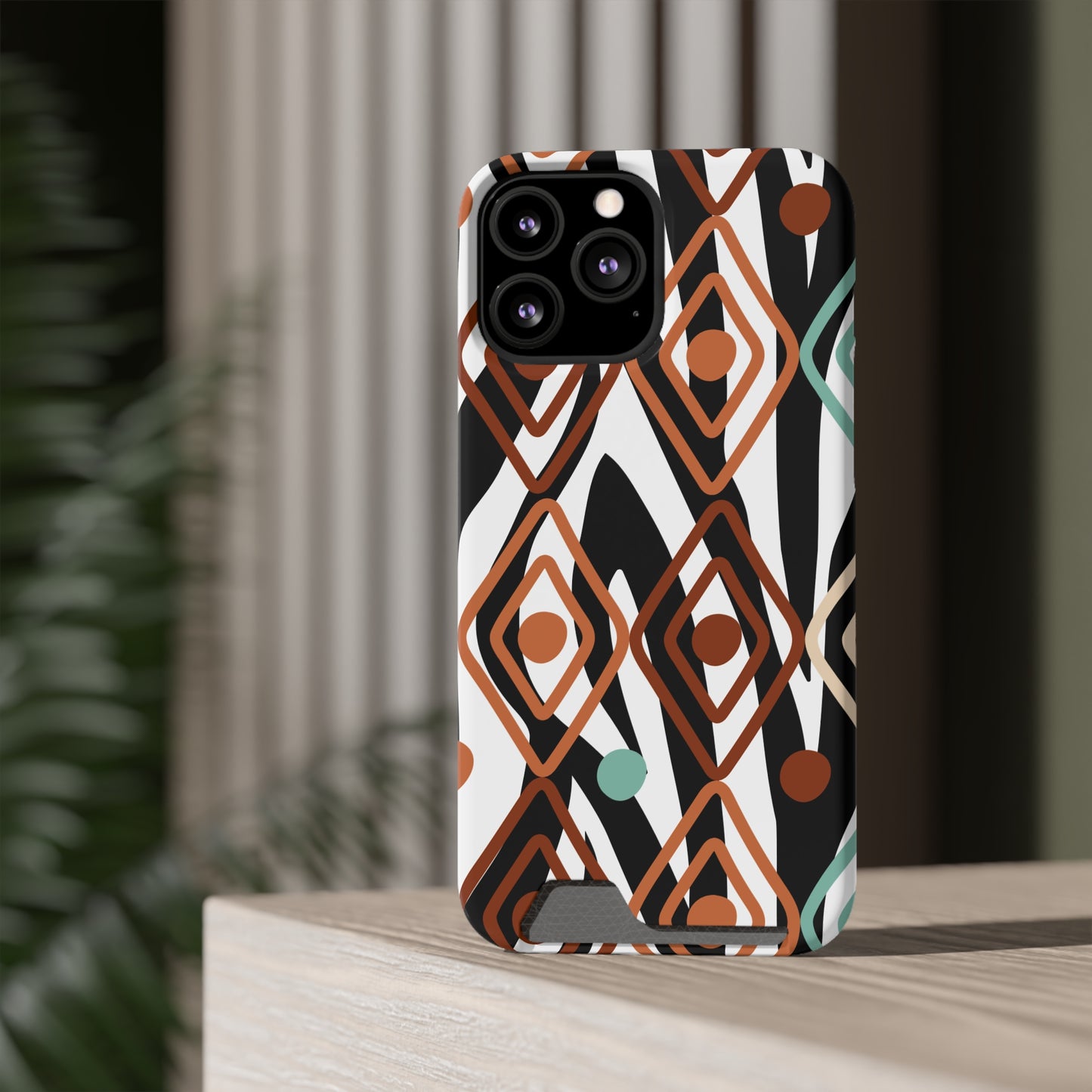 Ethnic Phone Case with Card Holder - Unique Phone Cases - Ethnic Print Phone Case