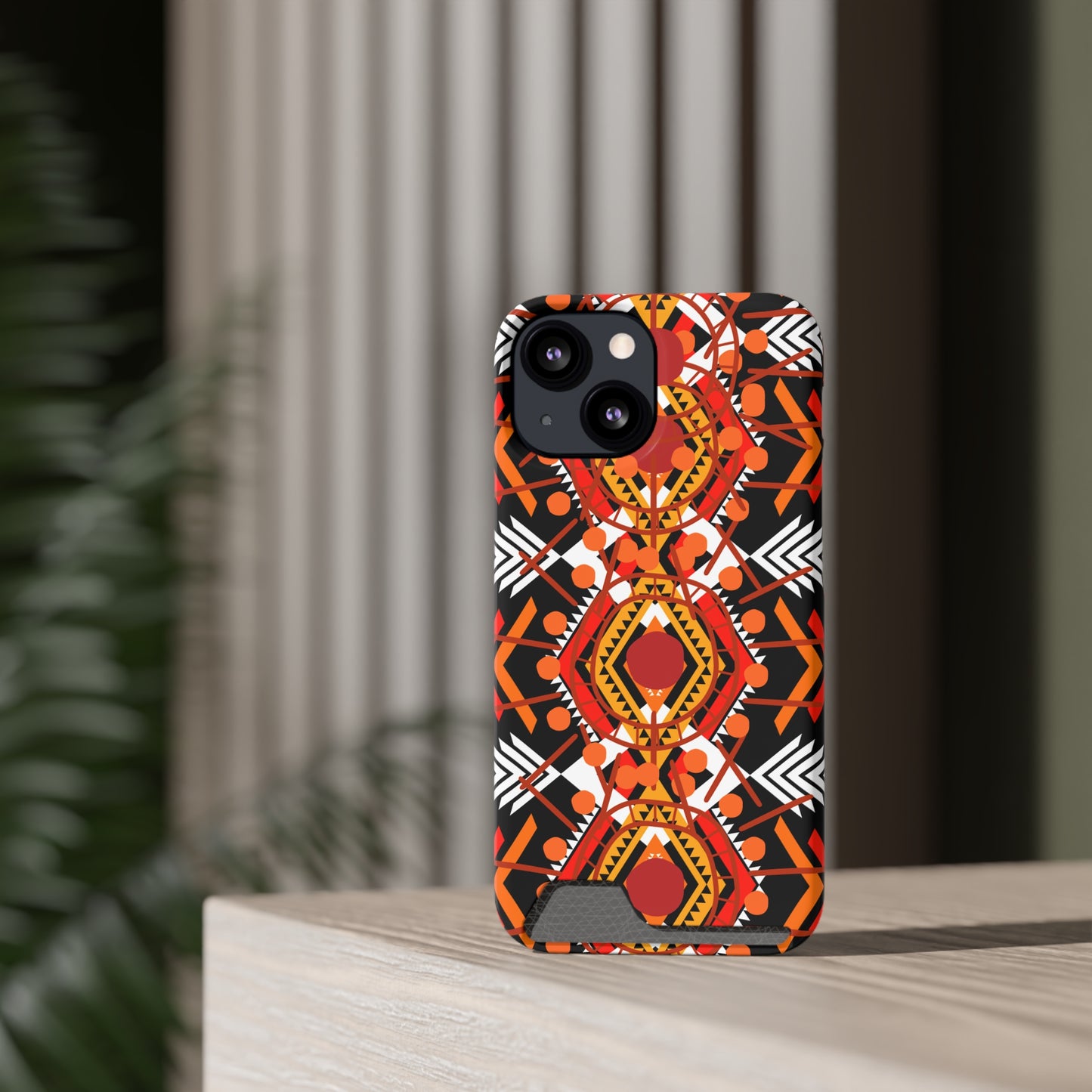 Ethnic Phone Case with Card Holder - Unique Phone Cases - Ethnic Print Phone Case