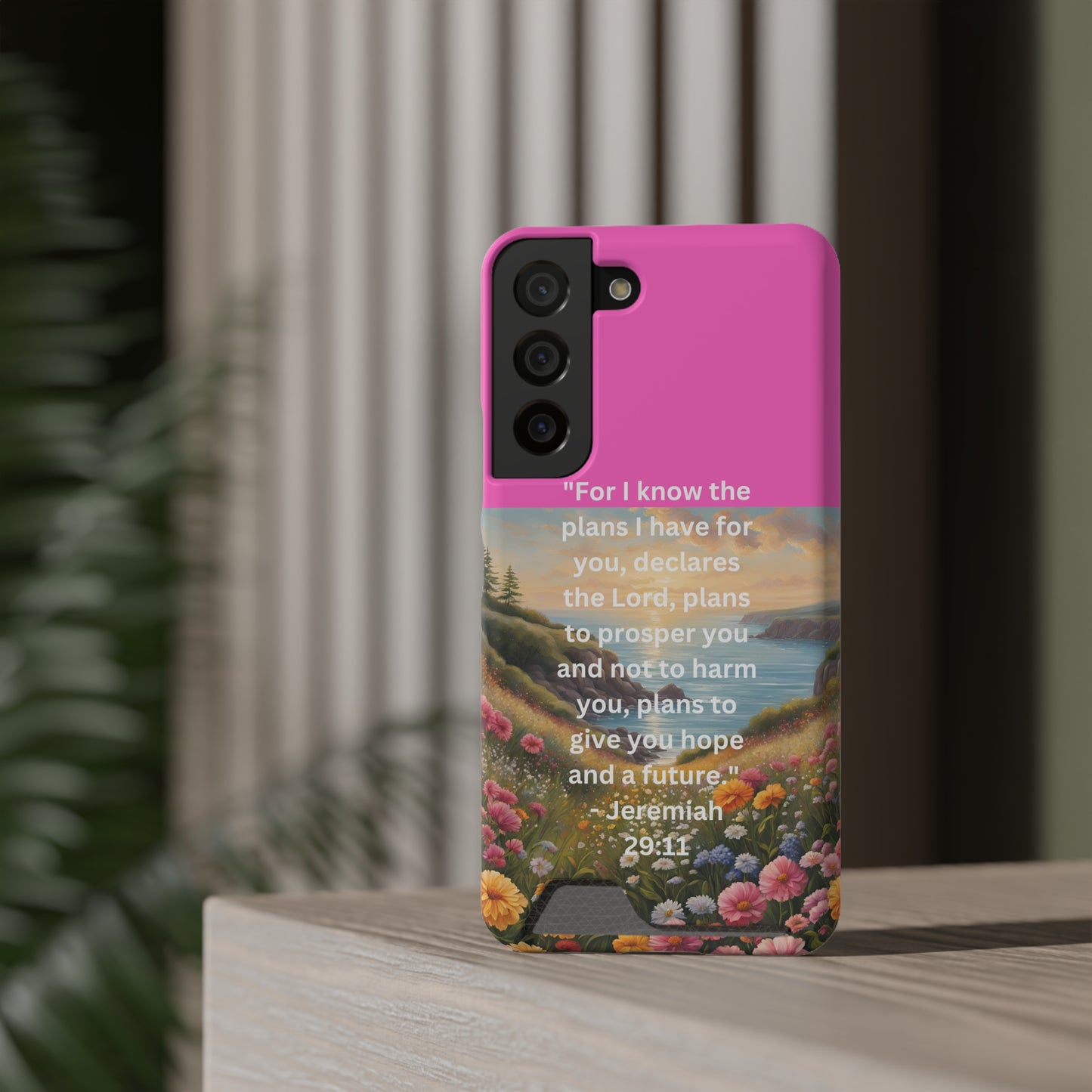 Bible Scripture Phone Case with Card Holder - Unique Phone Cases - Inspirational - Encouragement