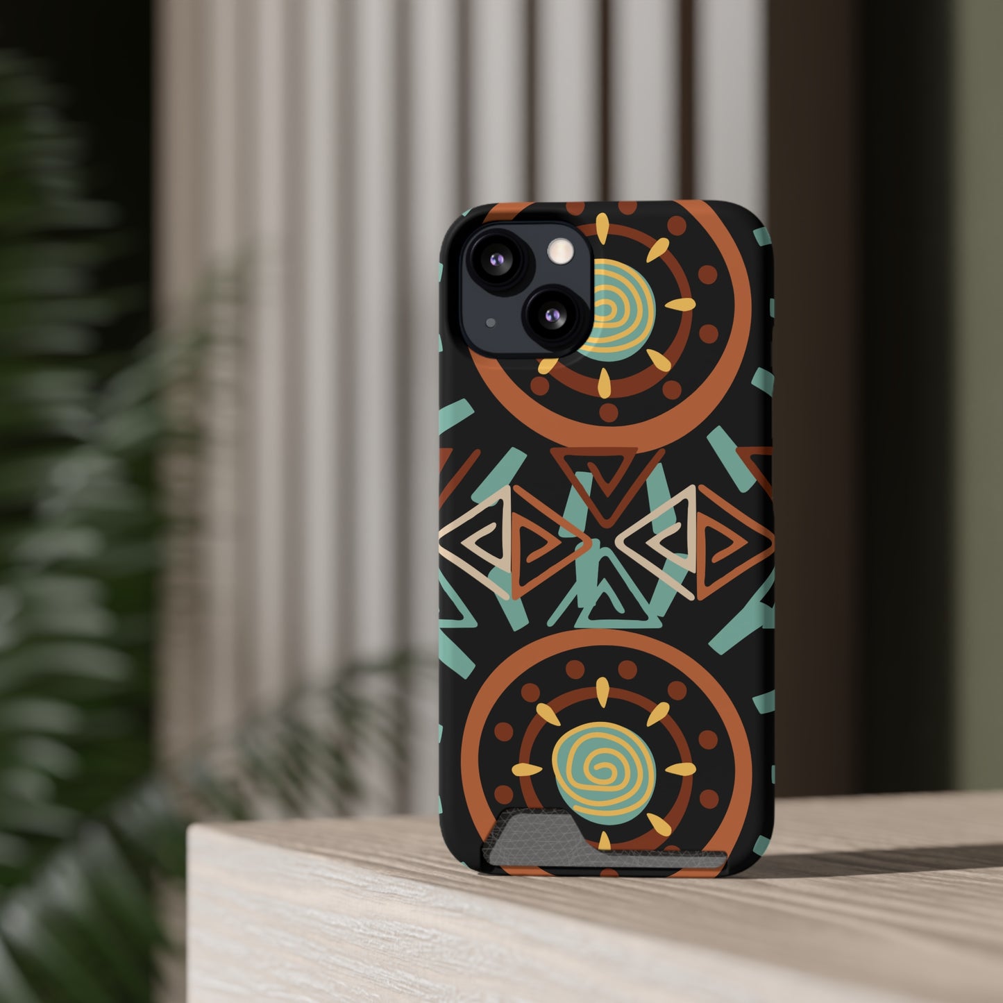 Ethnic Phone Case with Card Holder - Unique Phone Cases - Ethnic Print Phone Case