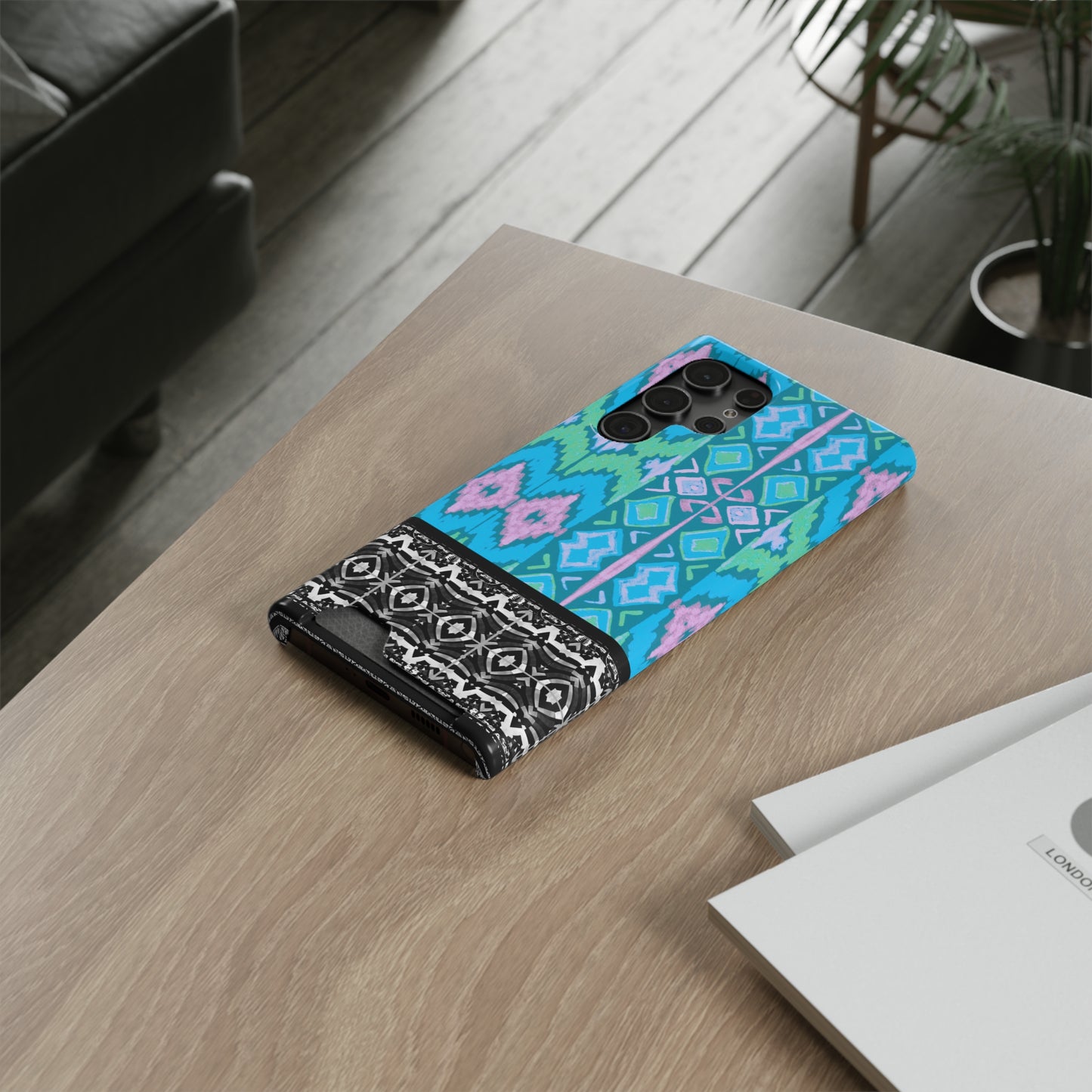 Ethnic Phone Case with Card Holder - Unique Phone Cases - African Print Phone Case