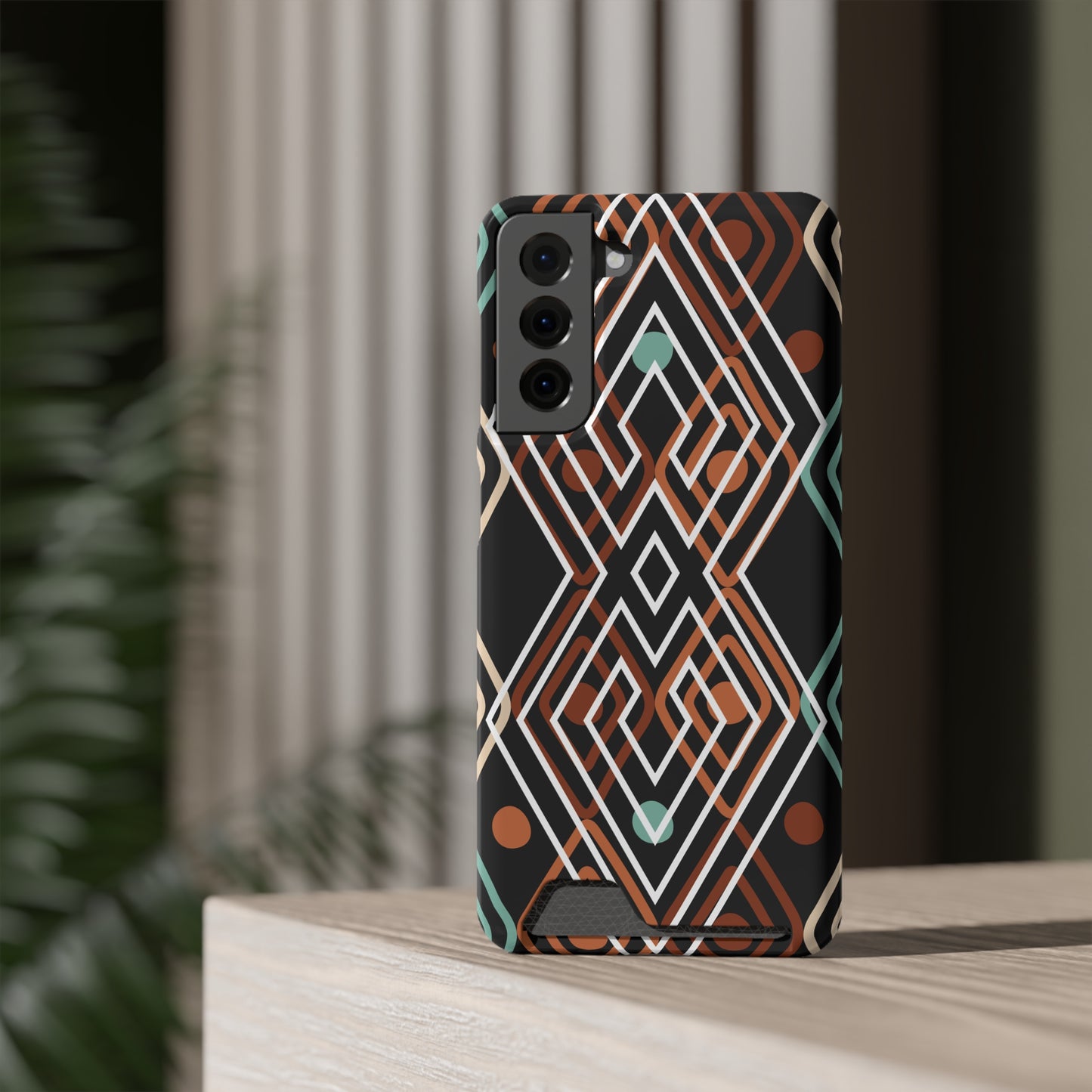 Ethnic Phone Case with Card Holder - Unique Phone Cases - Ethnic Print Phone Case