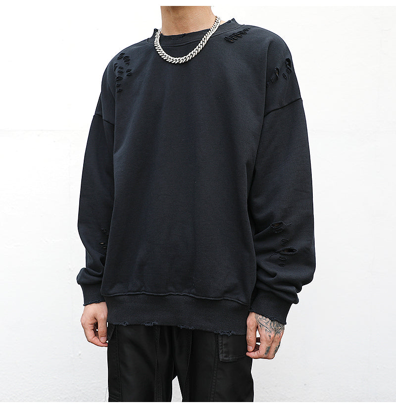 Cotton terry drape sweatshirt