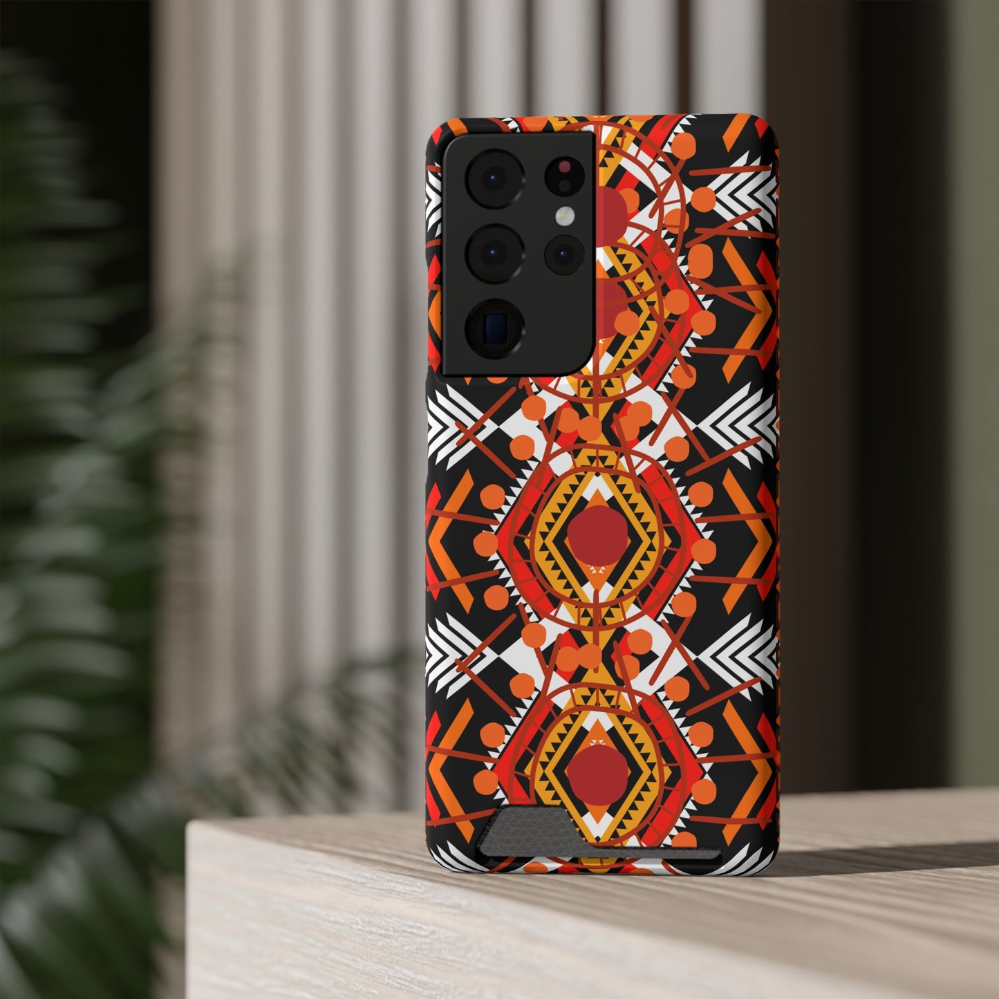 Ethnic Phone Case with Card Holder - Unique Phone Cases - Ethnic Print Phone Case