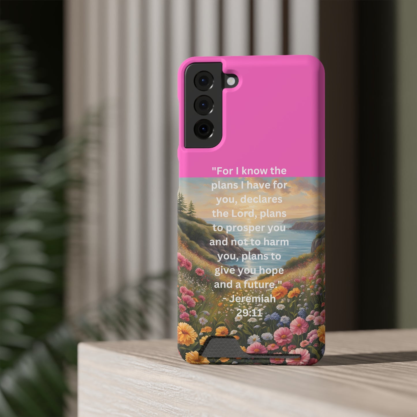 Bible Scripture Phone Case with Card Holder - Unique Phone Cases - Inspirational - Encouragement