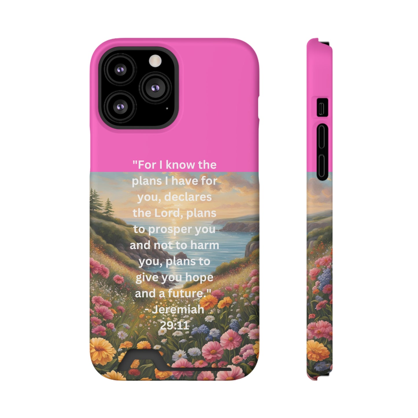 Bible Scripture Phone Case with Card Holder - Unique Phone Cases - Inspirational - Encouragement