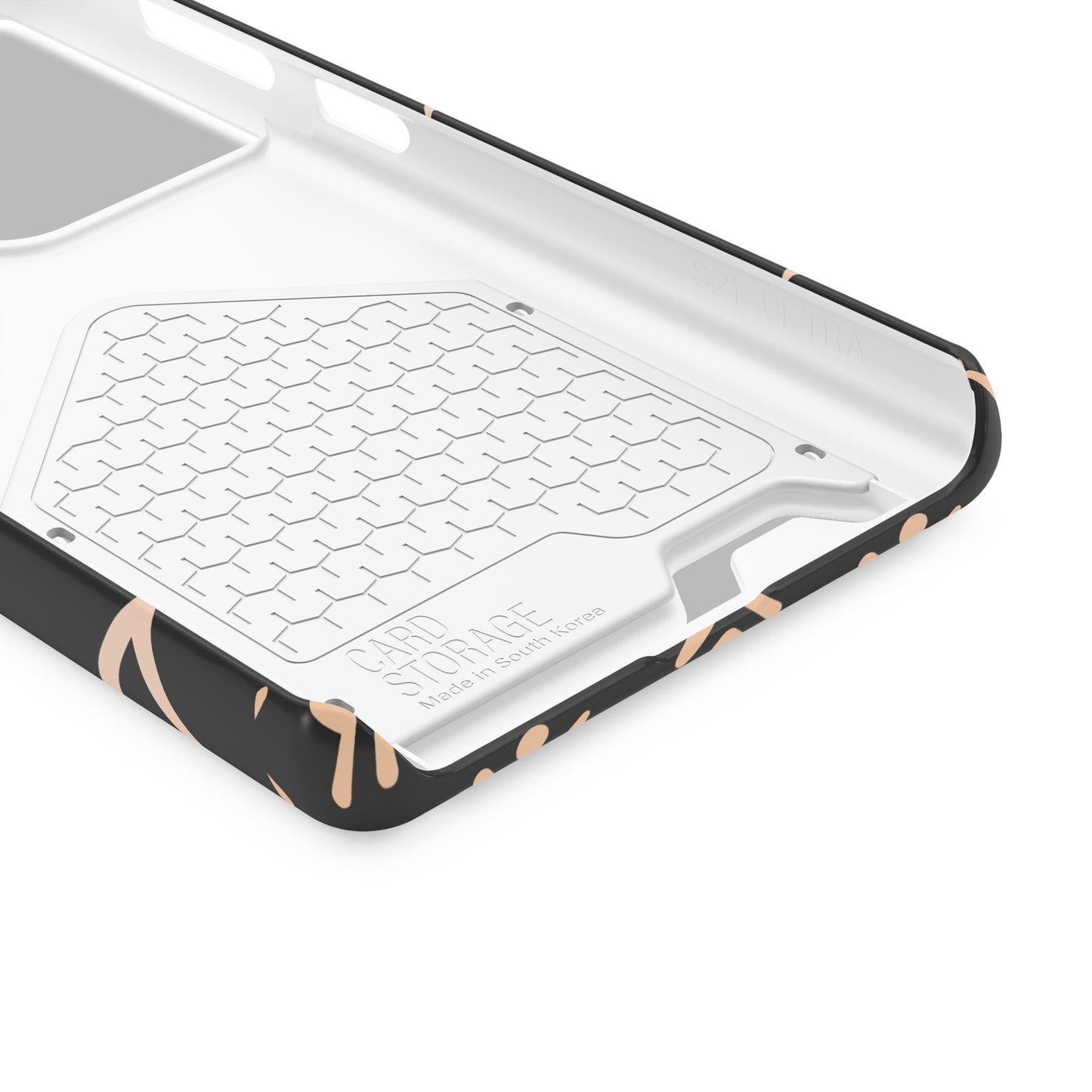 Decorative Phone Case with Card Holder - Unique Phone Cases - Pink and Black