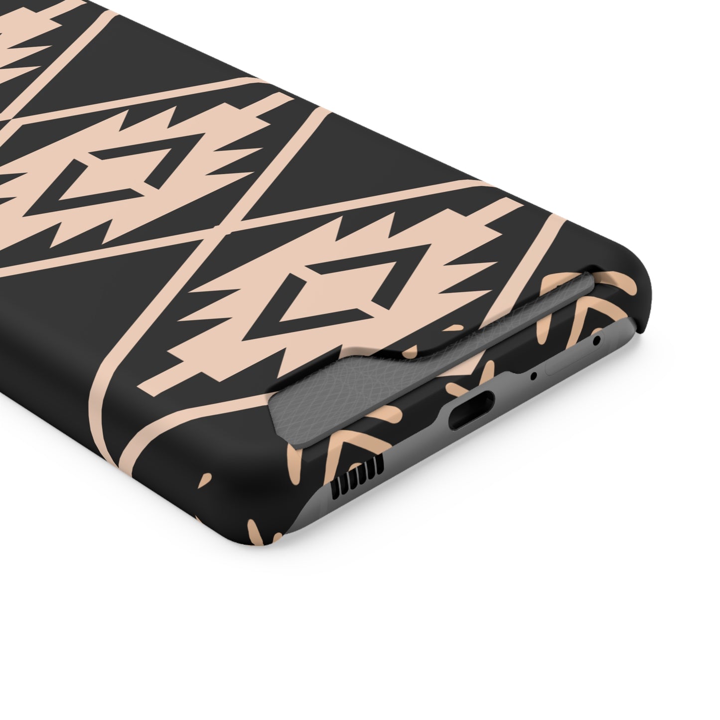 Decorative Phone Case with Card Holder - Unique Phone Cases - Pink and Black