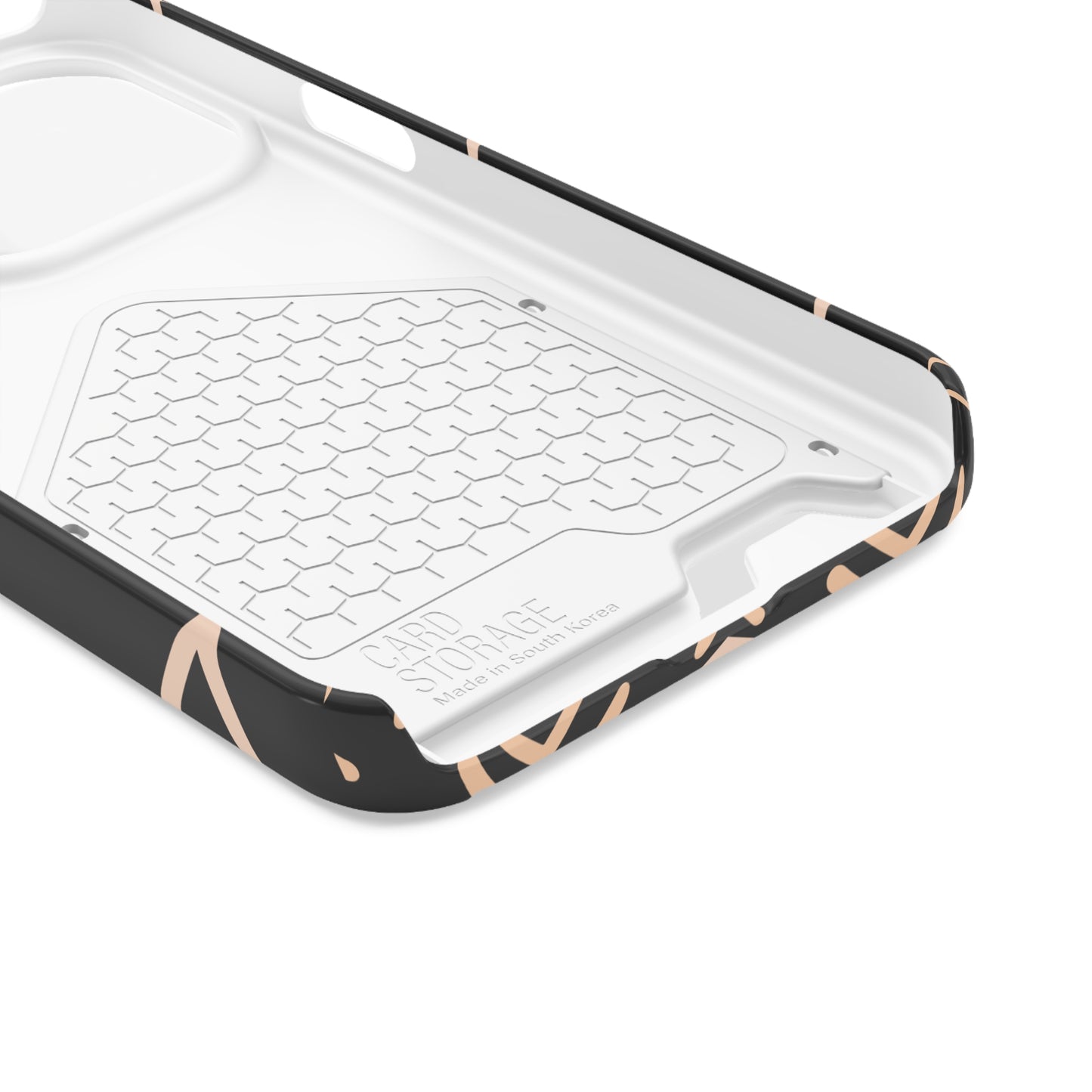 Decorative Phone Case with Card Holder - Unique Phone Cases - Pink and Black