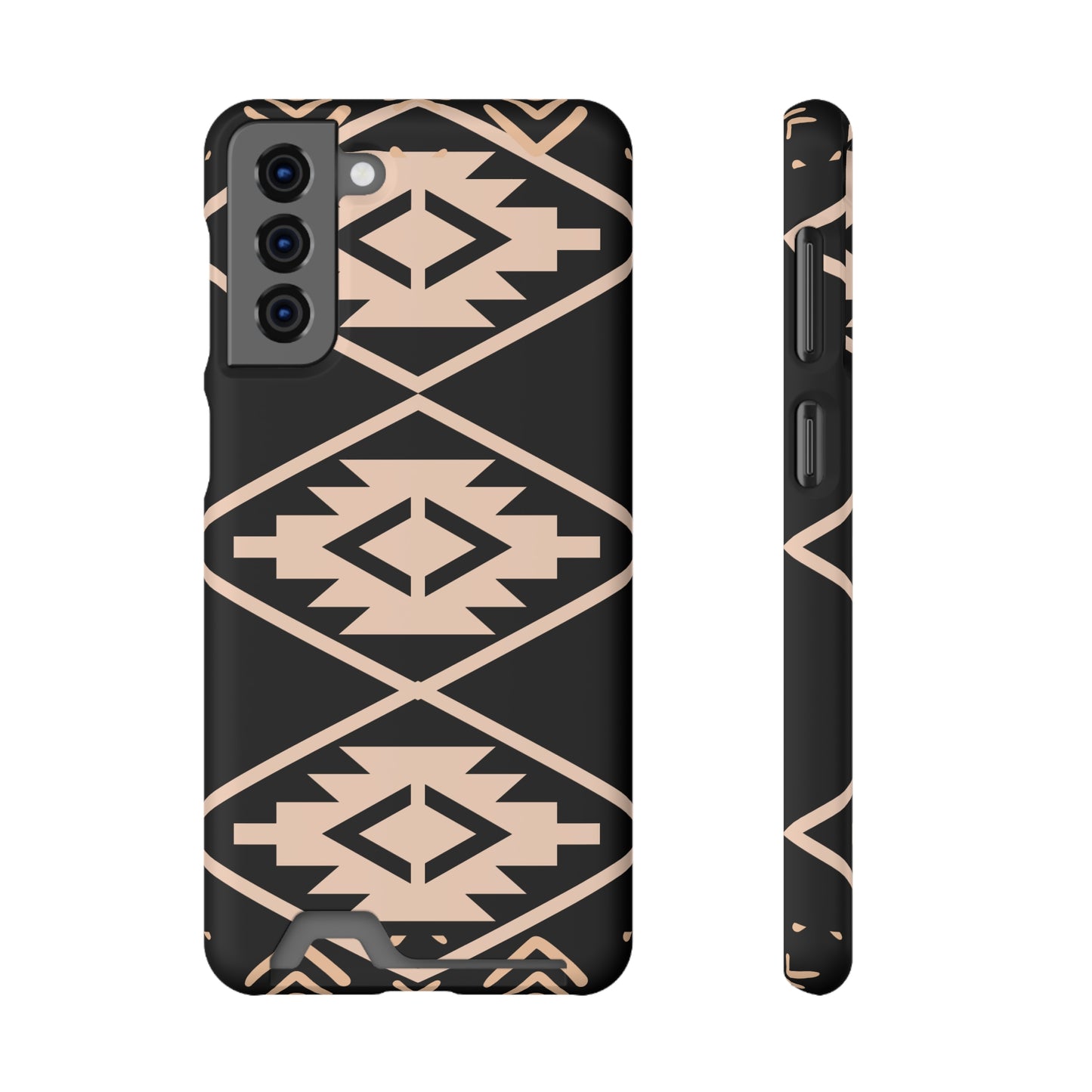 Decorative Phone Case with Card Holder - Unique Phone Cases - Pink and Black