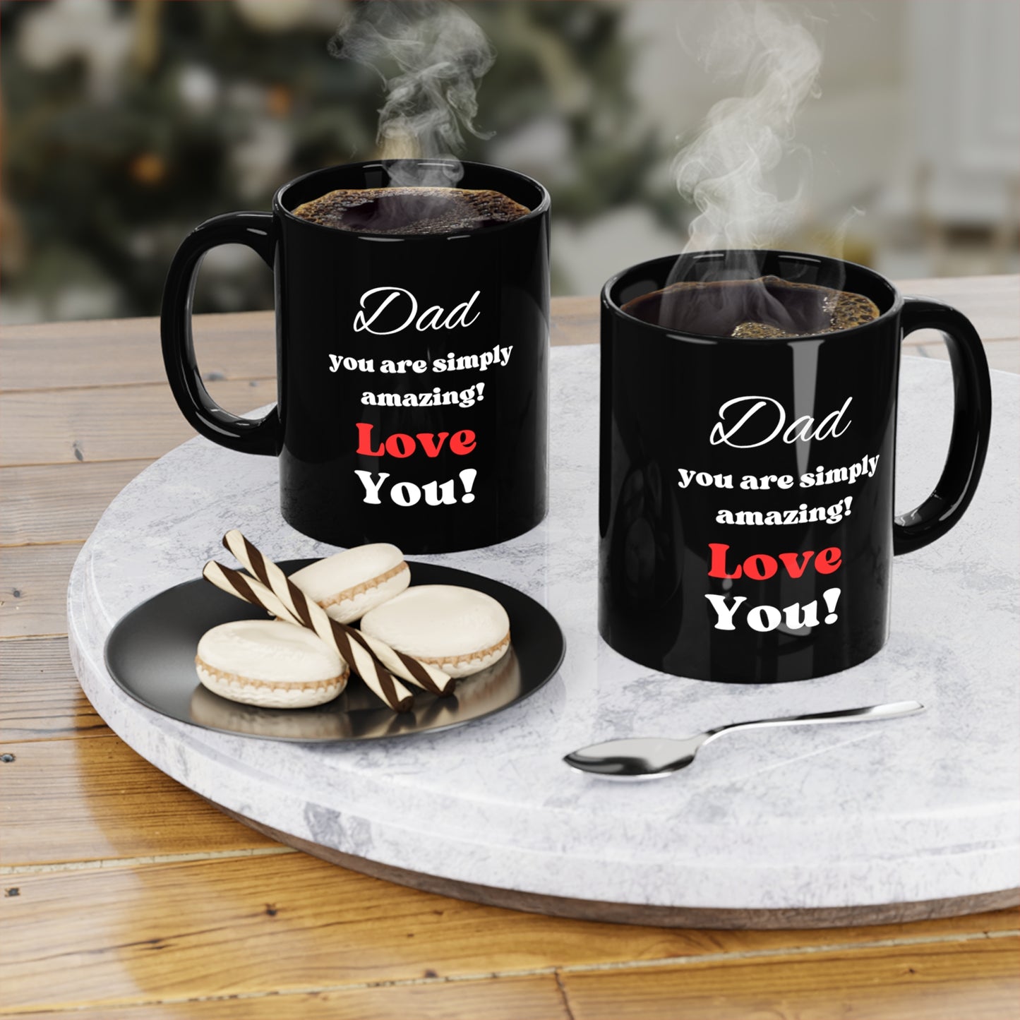 Love for Dad, Coffee Cup "Dad You Are Simply Amazing Love You" Black Coffee Mug, 11oz