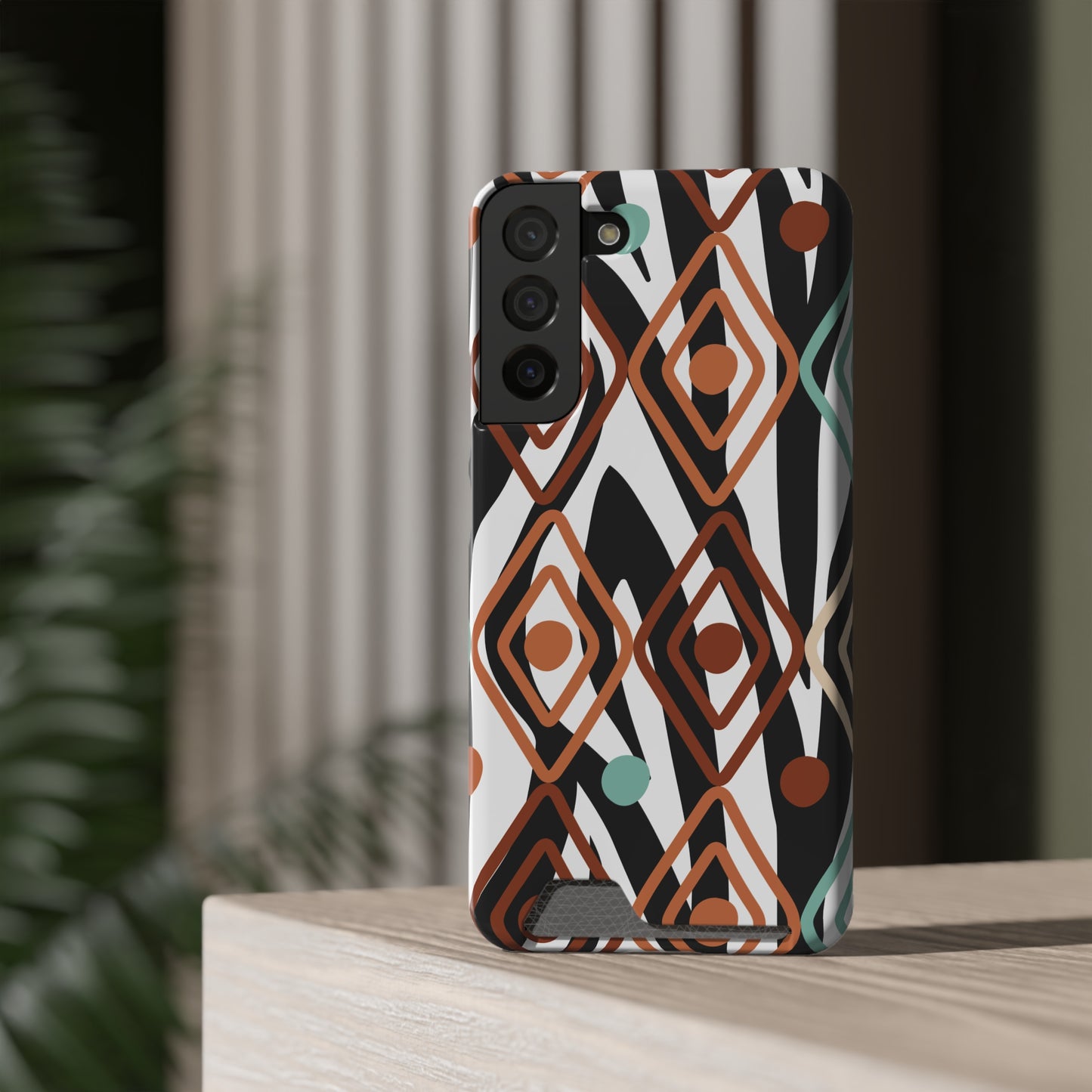 Ethnic Phone Case with Card Holder - Unique Phone Cases - Ethnic Print Phone Case