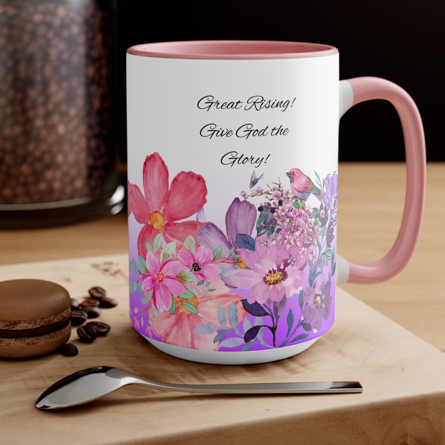 Great Rising- Give God the Glory - Floral Accent Mugs