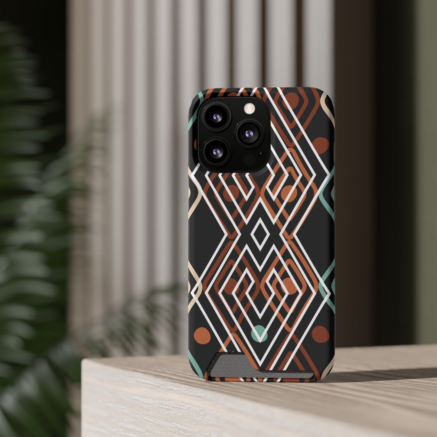 Ethnic Phone Case with Card Holder - Unique Phone Cases - Ethnic Print Phone Case