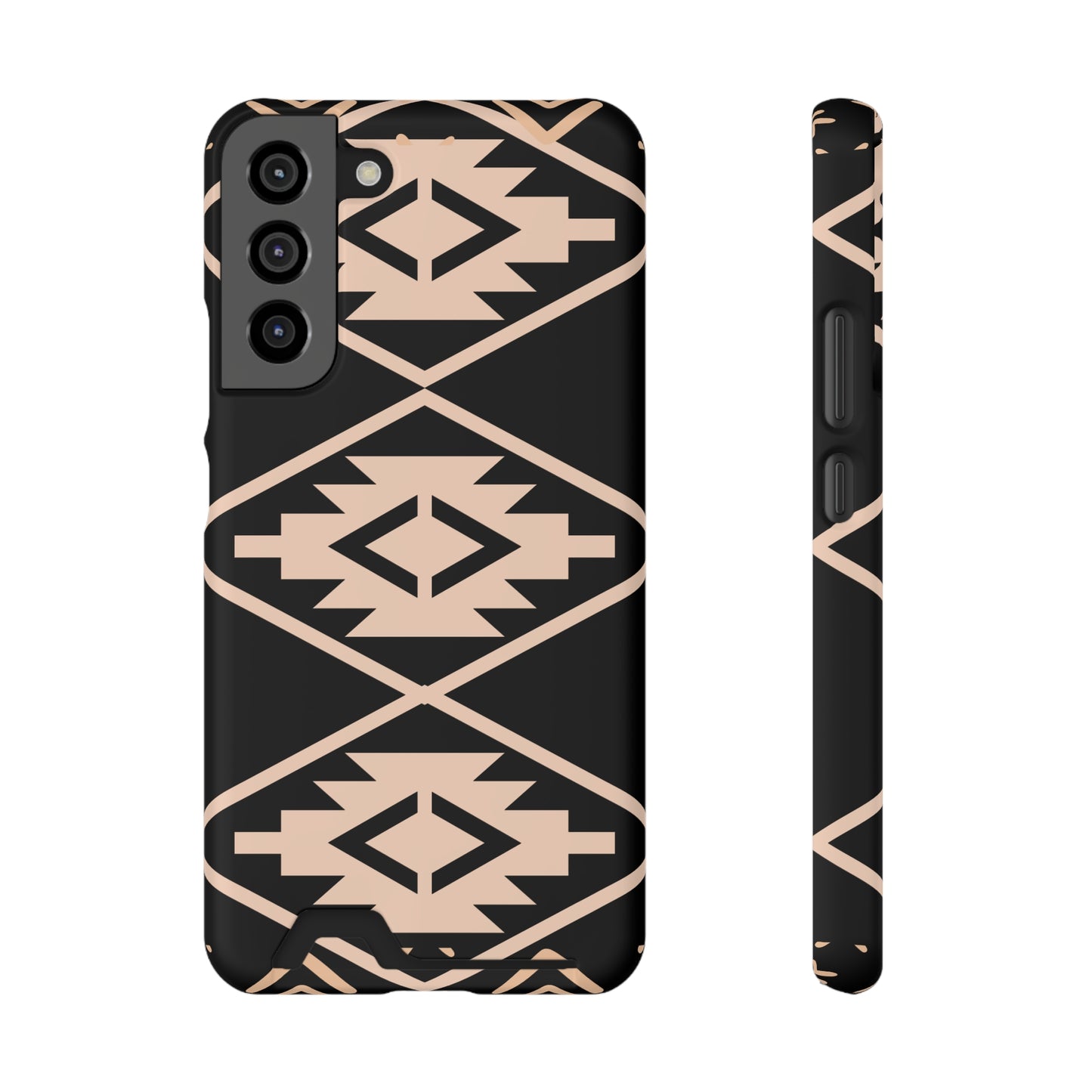 Decorative Phone Case with Card Holder - Unique Phone Cases - Pink and Black