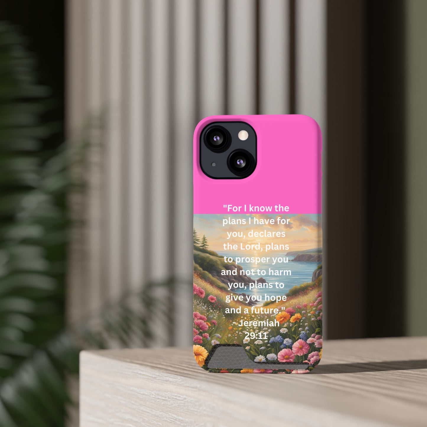 Bible Scripture Phone Case with Card Holder - Unique Phone Cases - Inspirational - Encouragement