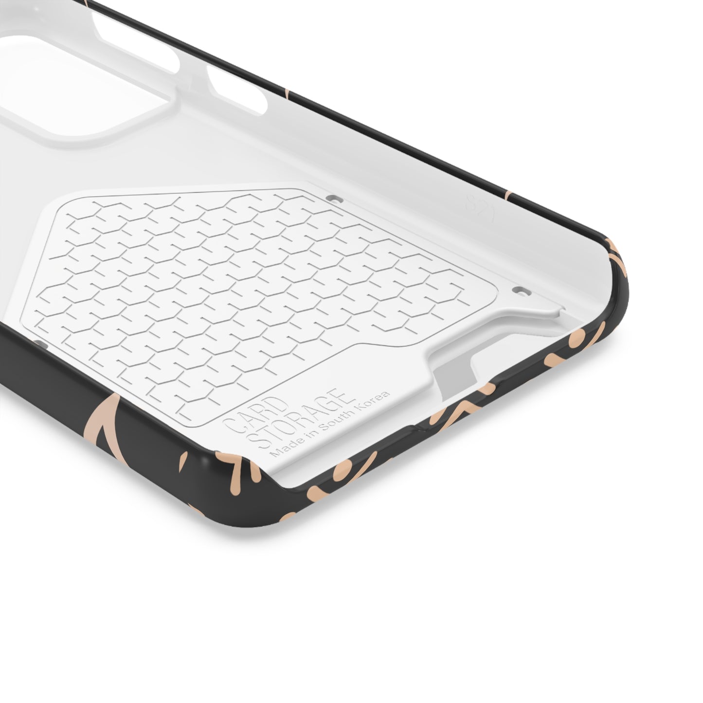 Decorative Phone Case with Card Holder - Unique Phone Cases - Pink and Black