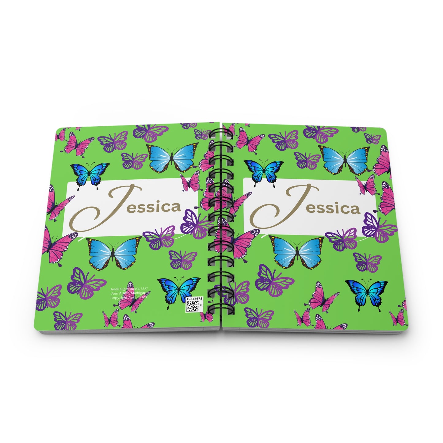 Journal "Jessica" Butterflies - Spiral Bound Journal