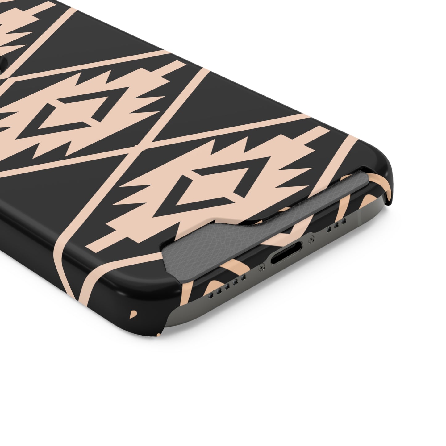 Decorative Phone Case with Card Holder - Unique Phone Cases - Pink and Black