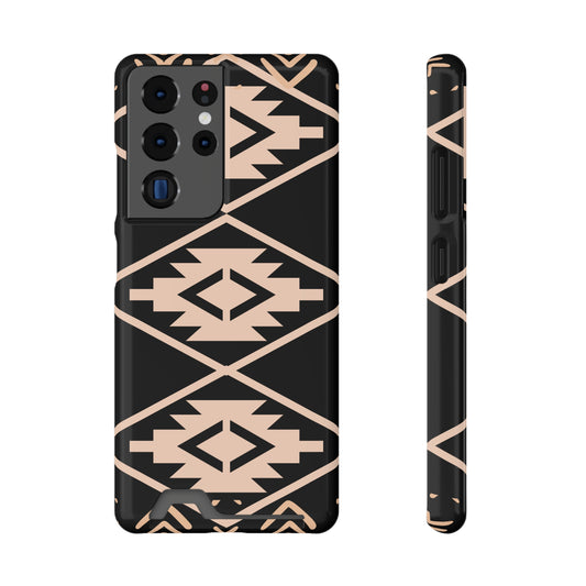 Decorative Phone Case with Card Holder - Unique Phone Cases - Pink and Black