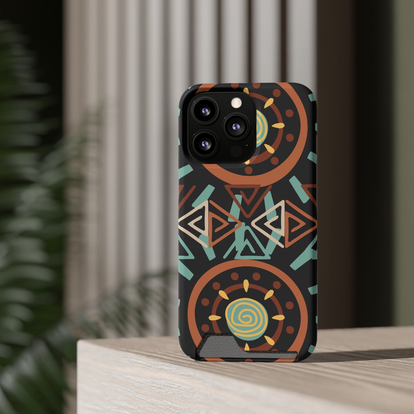 Ethnic Phone Case with Card Holder - Unique Phone Cases - Ethnic Print Phone Case