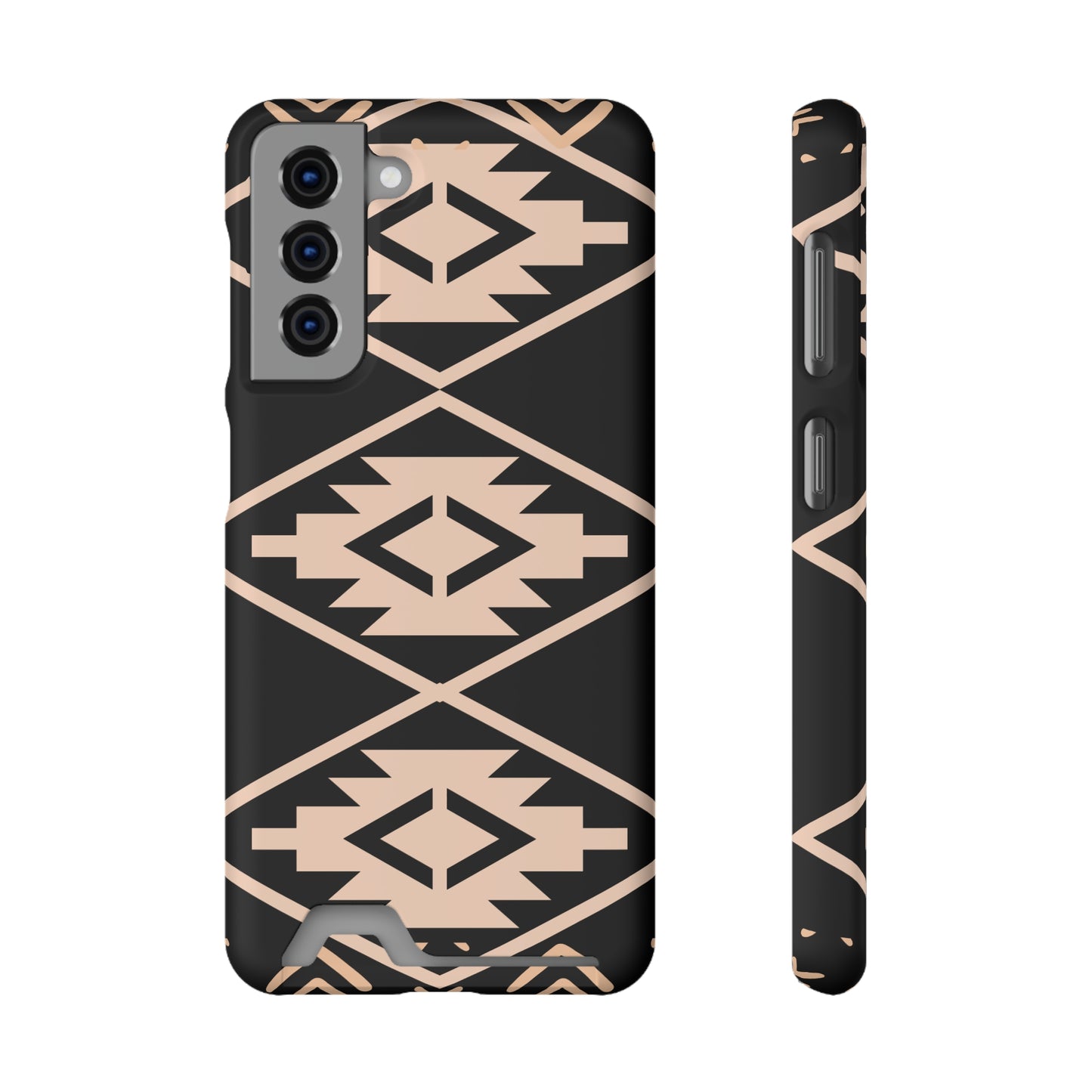 Decorative Phone Case with Card Holder - Unique Phone Cases - Pink and Black
