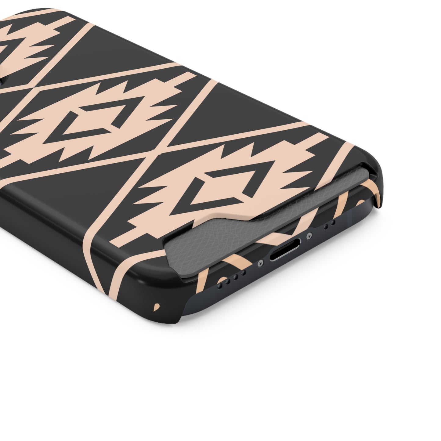 Decorative Phone Case with Card Holder - Unique Phone Cases - Pink and Black