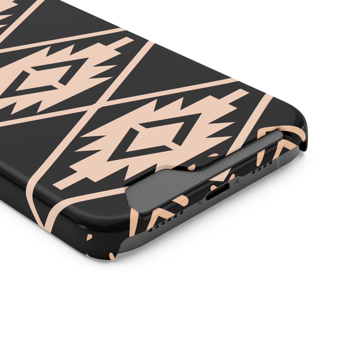 Decorative Phone Case with Card Holder - Unique Phone Cases - Pink and Black