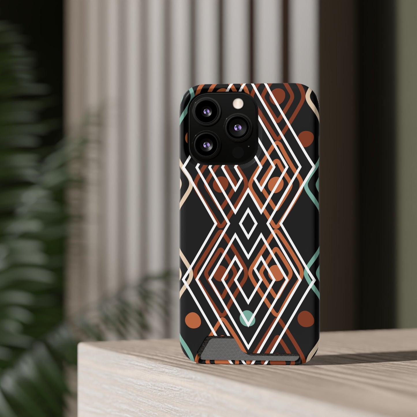 Ethnic Phone Case with Card Holder - Unique Phone Cases - Ethnic Print Phone Case