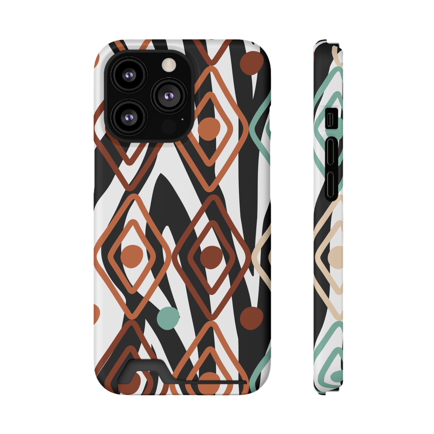 Ethnic Phone Case with Card Holder - Unique Phone Cases - Ethnic Print Phone Case