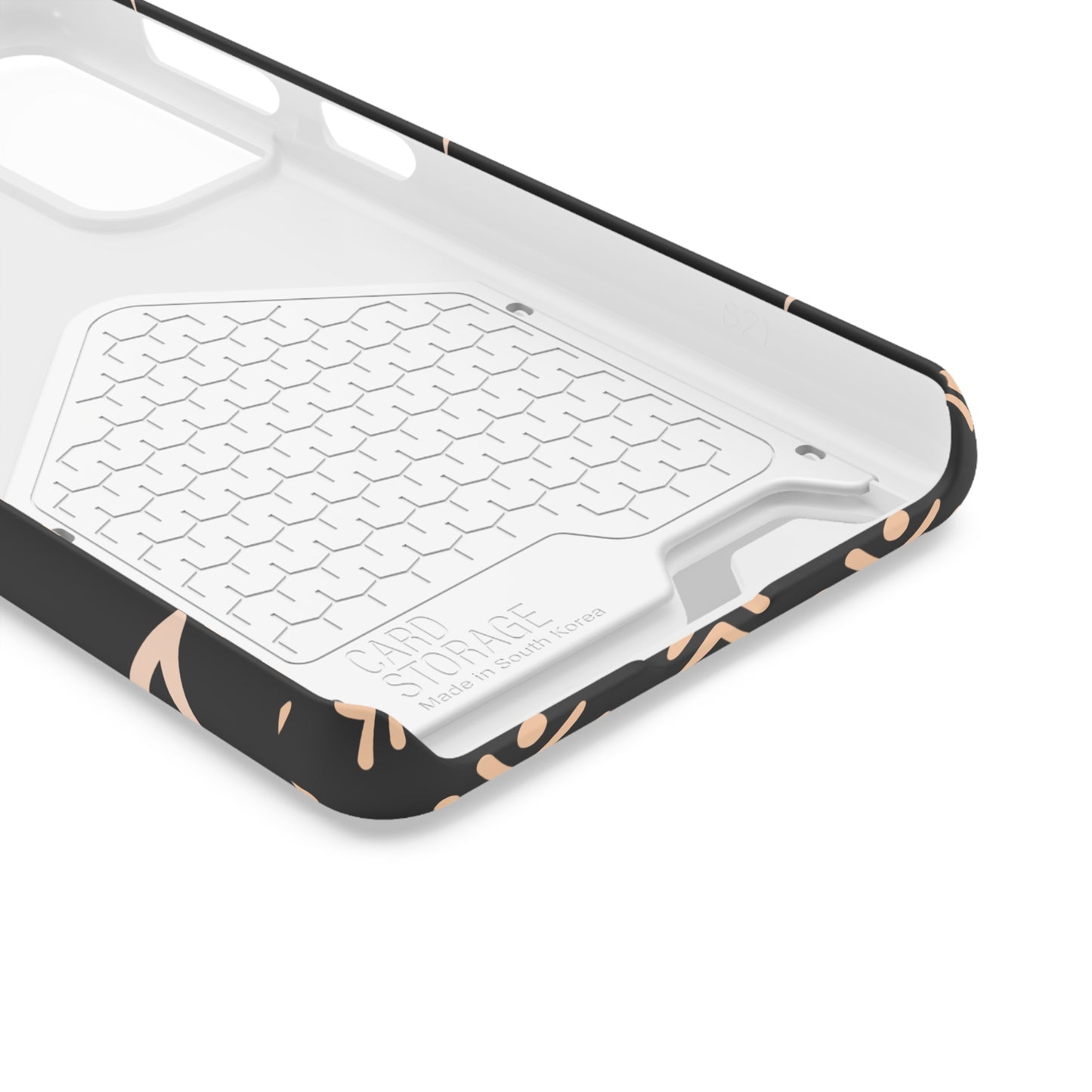 Decorative Phone Case with Card Holder - Unique Phone Cases - Pink and Black