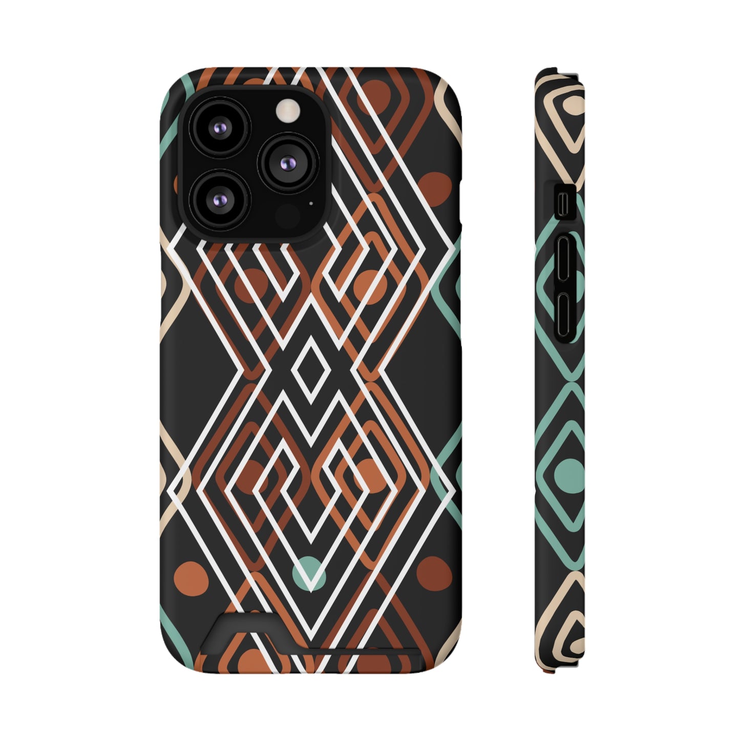 Ethnic Phone Case with Card Holder - Unique Phone Cases - Ethnic Print Phone Case