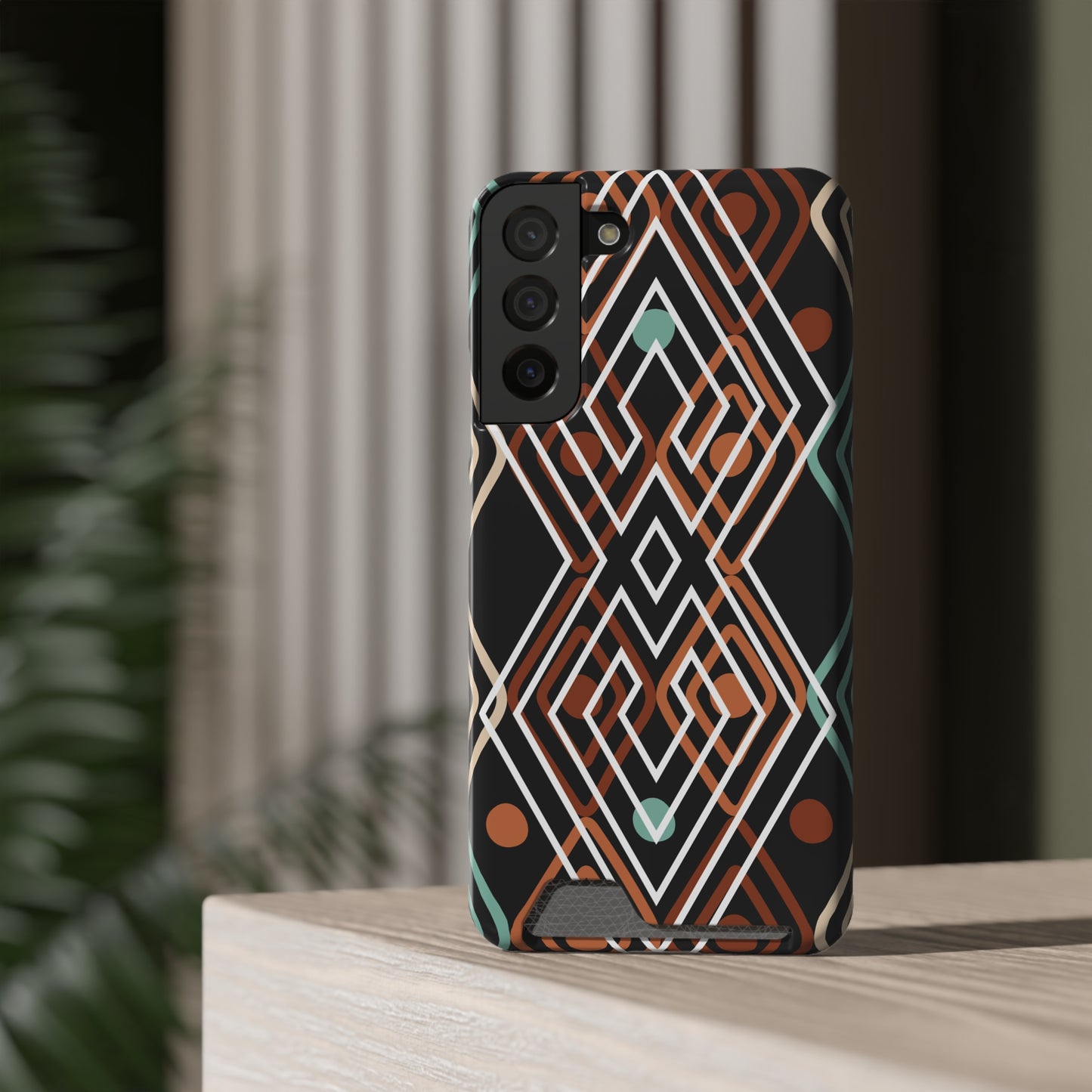 Ethnic Phone Case with Card Holder - Unique Phone Cases - Ethnic Print Phone Case