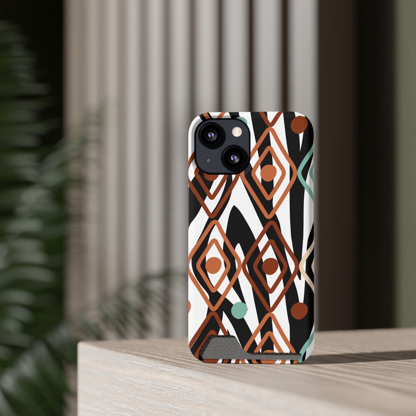 Ethnic Phone Case with Card Holder - Unique Phone Cases - Ethnic Print Phone Case