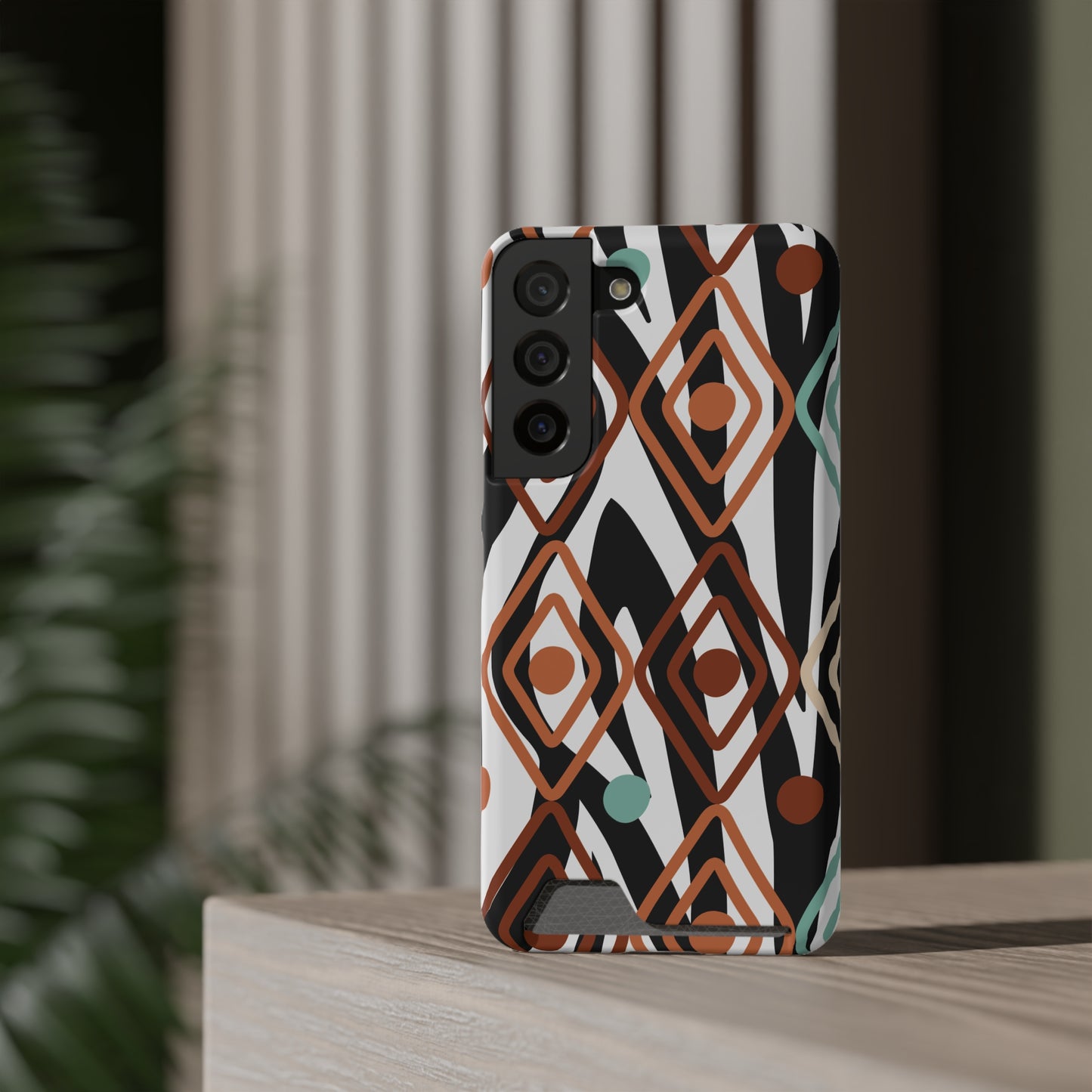 Ethnic Phone Case with Card Holder - Unique Phone Cases - Ethnic Print Phone Case