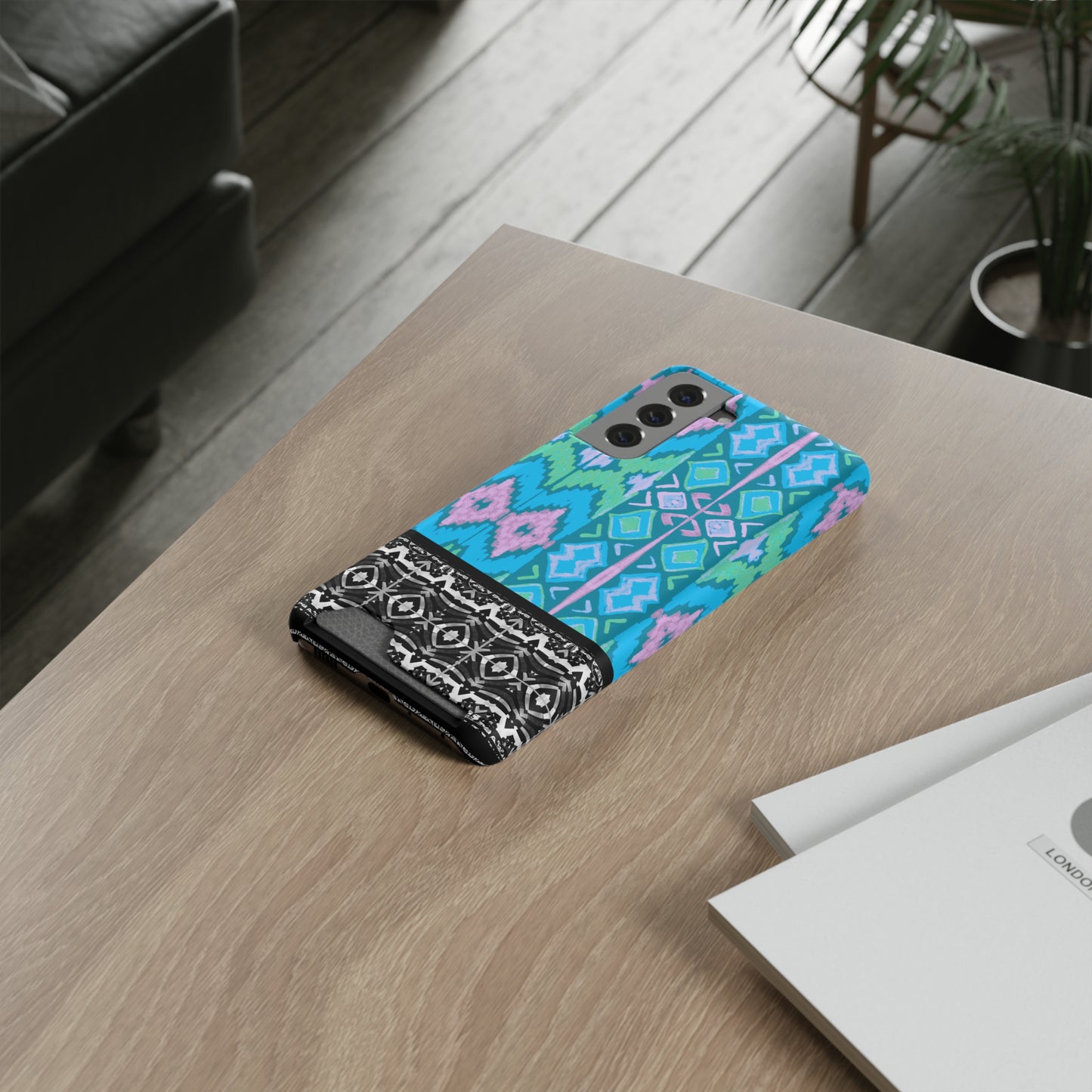 Ethnic Phone Case with Card Holder - Unique Phone Cases - African Print Phone Case