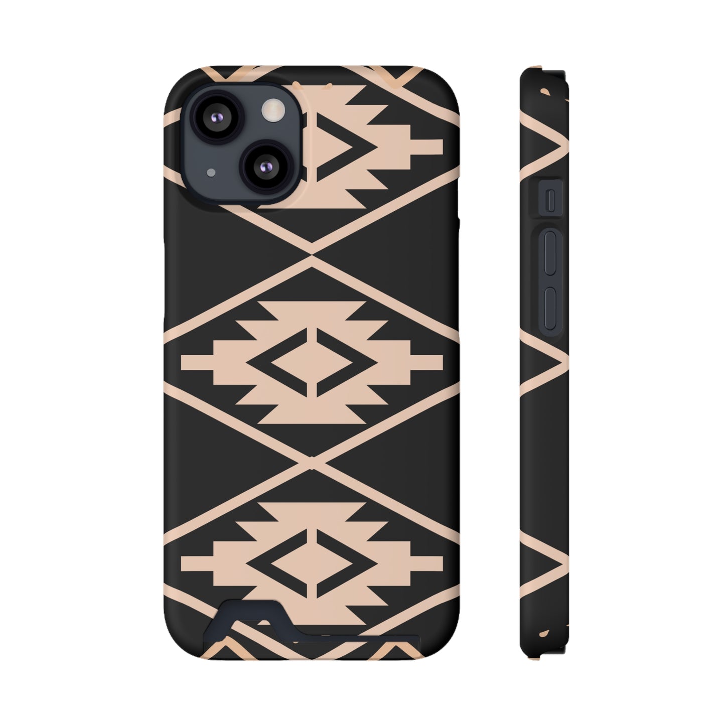 Decorative Phone Case with Card Holder - Unique Phone Cases - Pink and Black