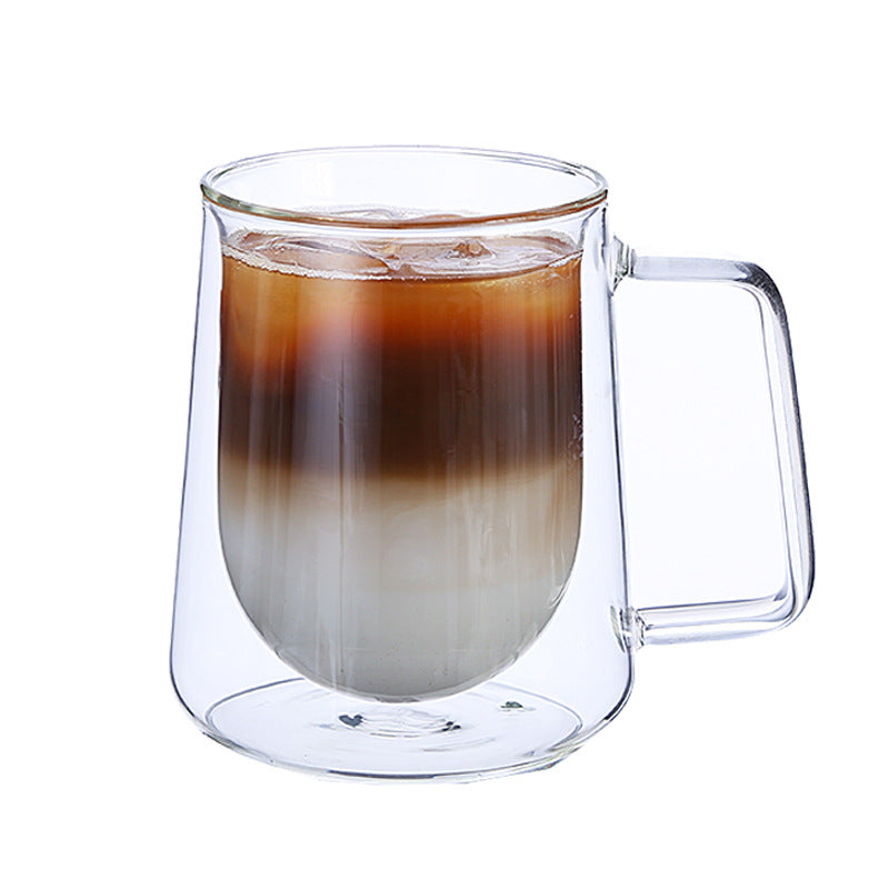 Creative Glass High Borosilicate Double-Layer Coffee Cup Fang Ke Cup Fashion Mug