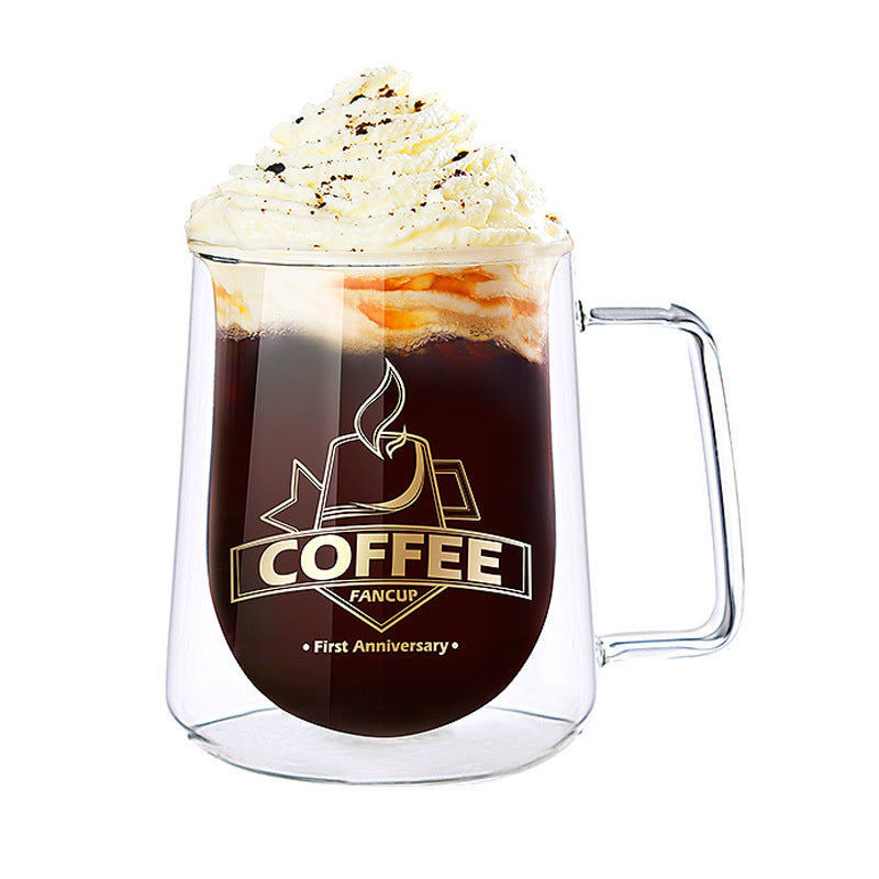 Creative Glass High Borosilicate Double-Layer Coffee Cup Fang Ke Cup Fashion Mug