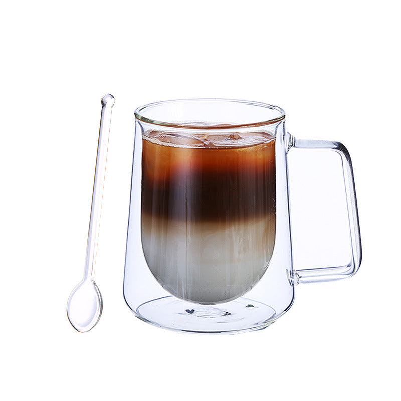 Creative Glass High Borosilicate Double-Layer Coffee Cup Fang Ke Cup Fashion Mug