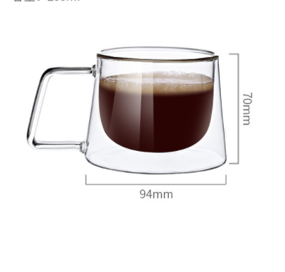 Creative Glass High Borosilicate Double-Layer Coffee Cup Fang Ke Cup Fashion Mug