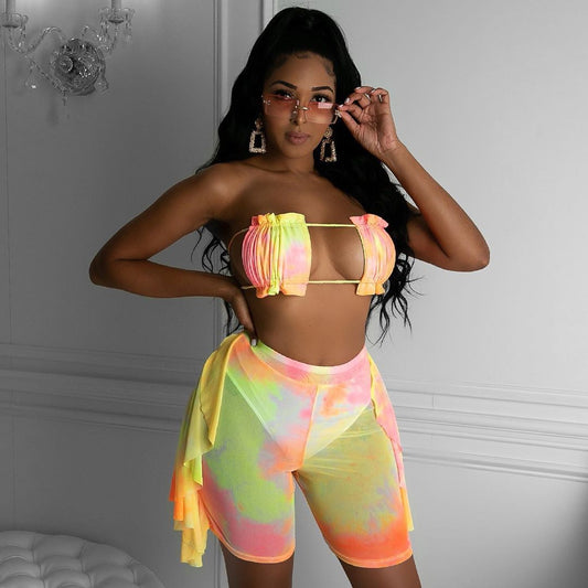 Fashion Simple Boxer Three-Piece Swimsuit