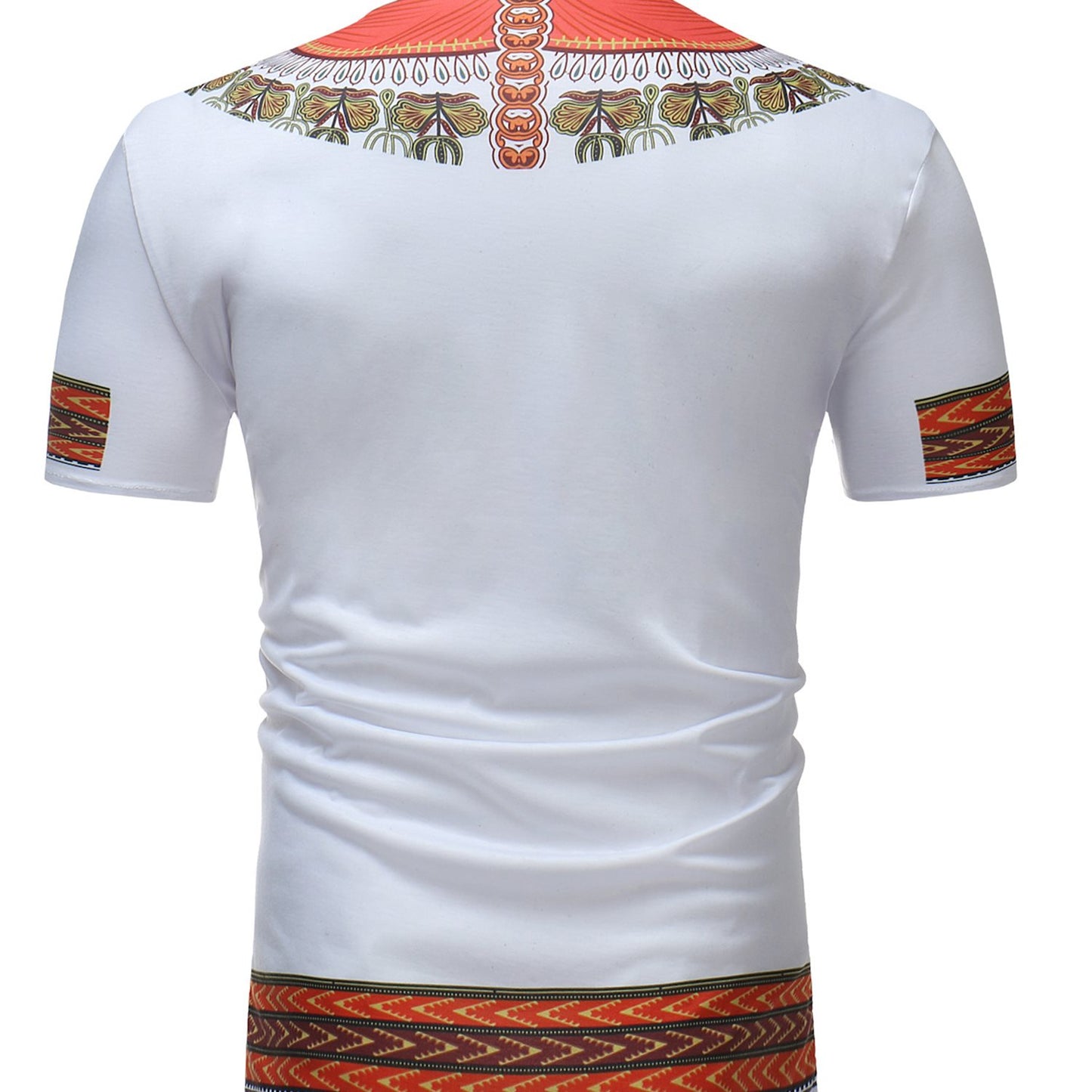 African Ethnic Print Short-Sleeved V-Neck T-Shirt